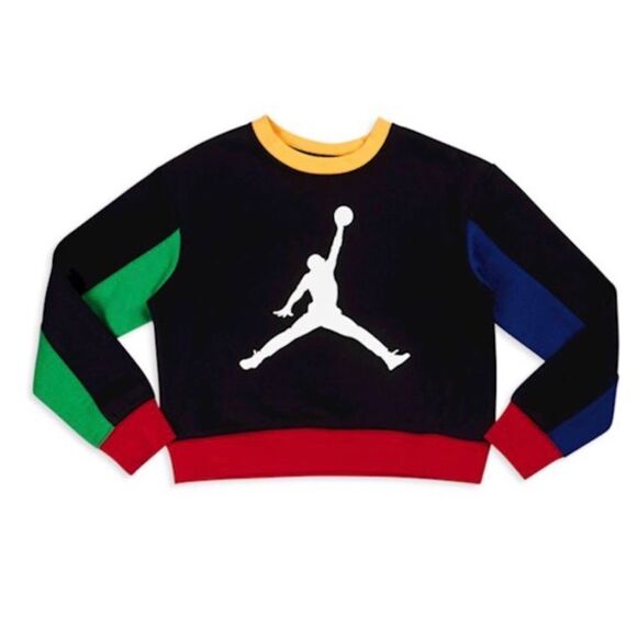 Nike Air Jordan Multicolor Youth Kids Legacy of Sport Crop Sweatshirt Jumpman - Picture 1 of 11
